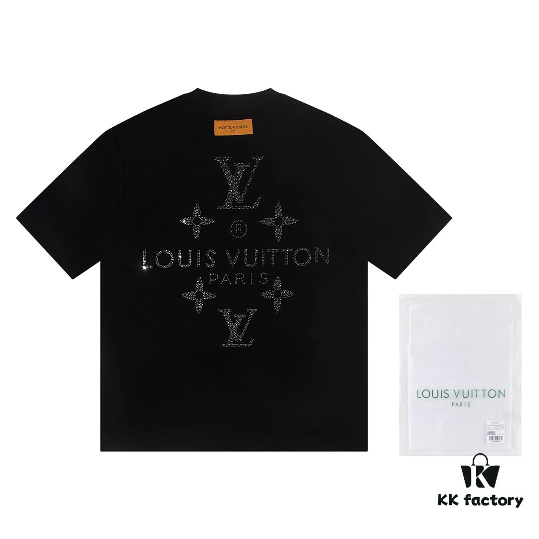 Louis Vuitton 2025 Latest Short-Sleeve T-Shirt with Rhinestone Embellishment