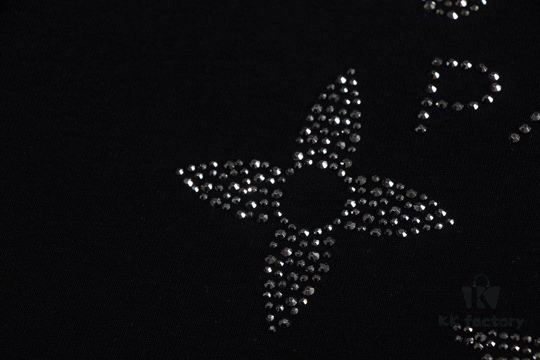 Louis Vuitton 2025 Latest Short-Sleeve T-Shirt with Rhinestone Embellishment