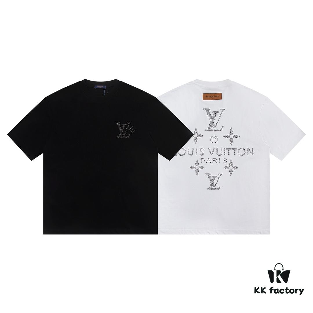 Louis Vuitton 2025 Latest Short-Sleeve T-Shirt with Rhinestone Embellishment