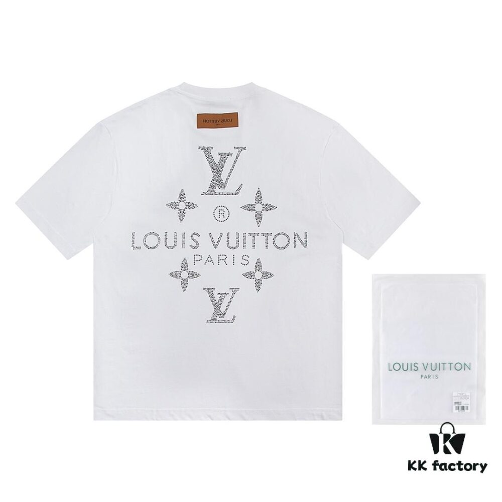 Louis Vuitto 2025 Latest Short Sleeve T-Shirt with Rhinestone Embellishment