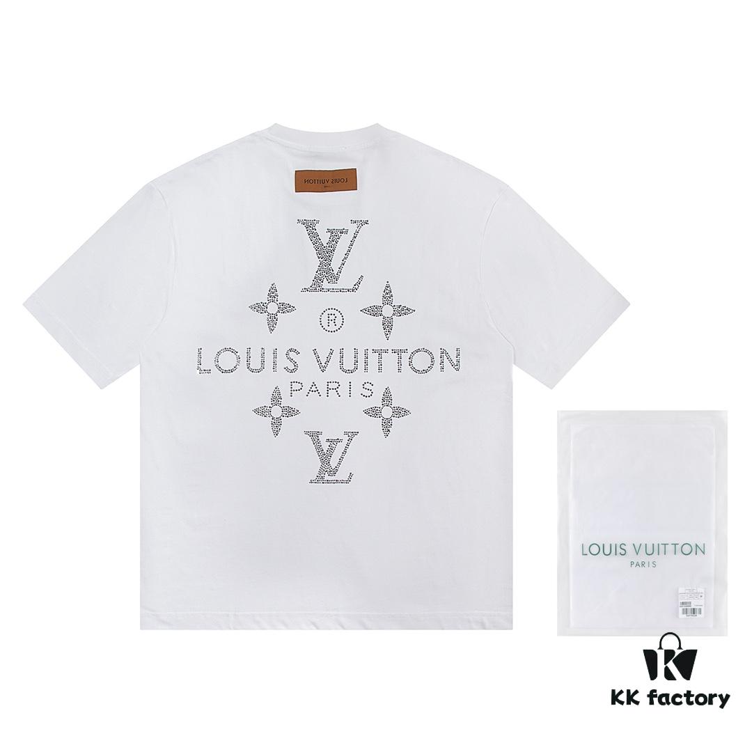 Louis Vuitto 2025 Latest Short Sleeve T-Shirt with Rhinestone Embellishment