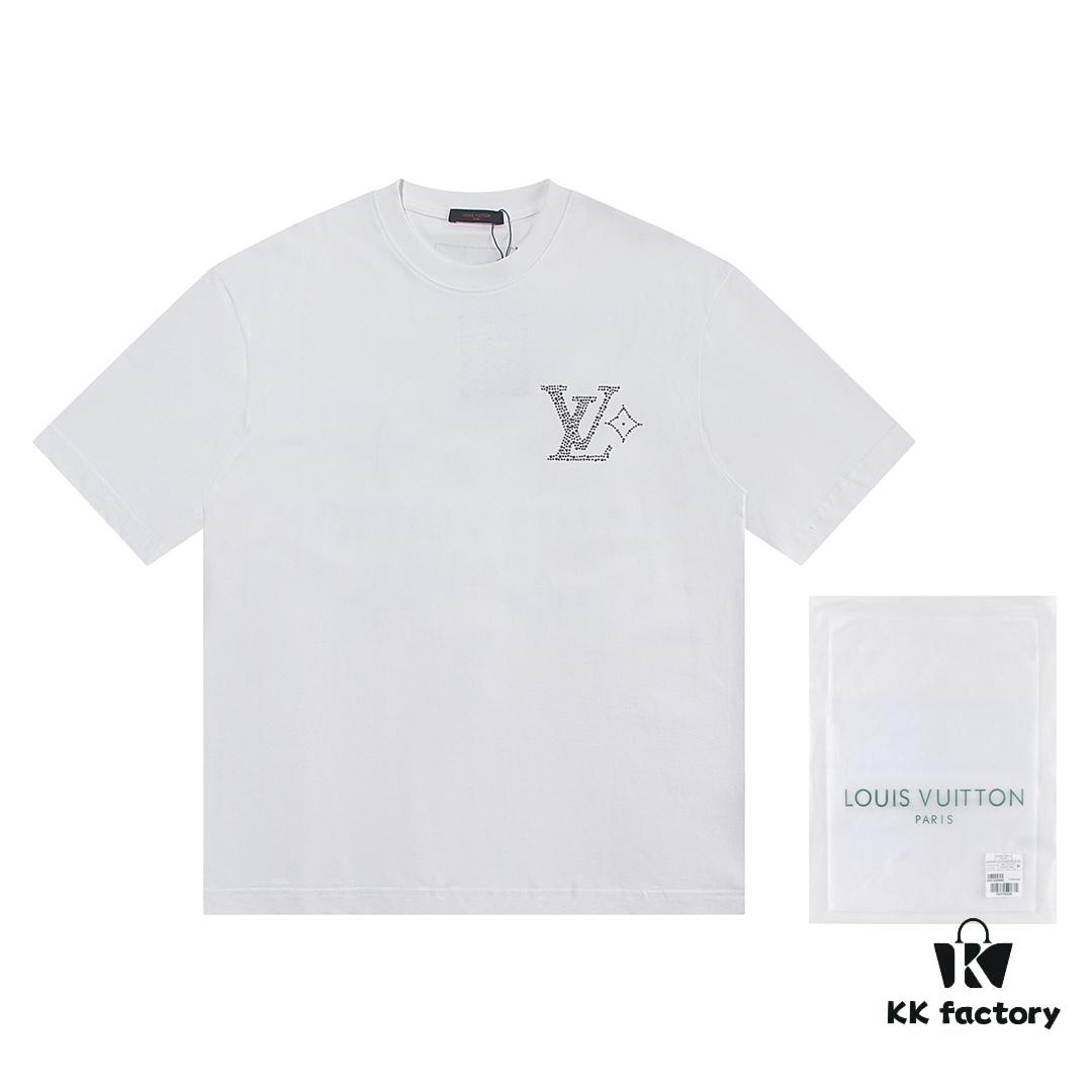 Louis Vuitto 2025 Latest Short Sleeve T-Shirt with Rhinestone Embellishment