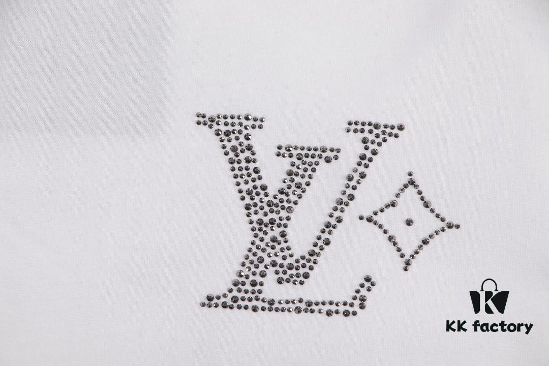 Louis Vuitto 2025 Latest Short Sleeve T-Shirt with Rhinestone Embellishment