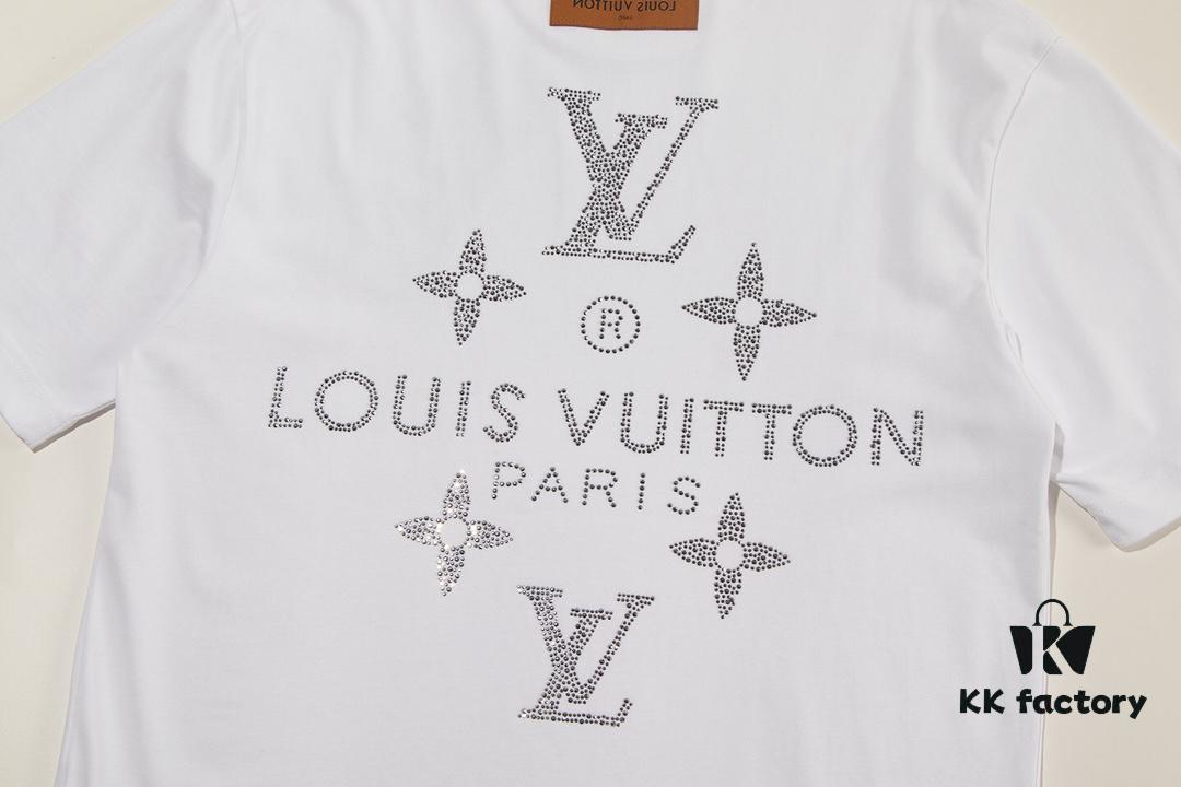 Louis Vuitto 2025 Latest Short Sleeve T-Shirt with Rhinestone Embellishment