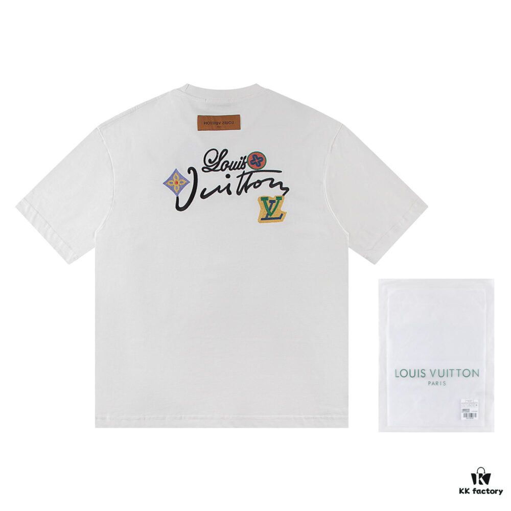 Louis Vuitton 2025 Latest Short Sleeve T-Shirt with Applique Embroidery