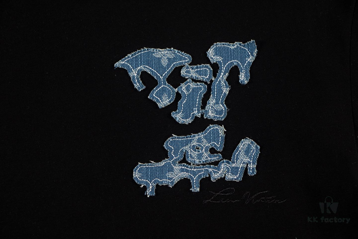 Louis Vuitton 2025 Latest Short Sleeve T-Shirt (Denim Embroidery)