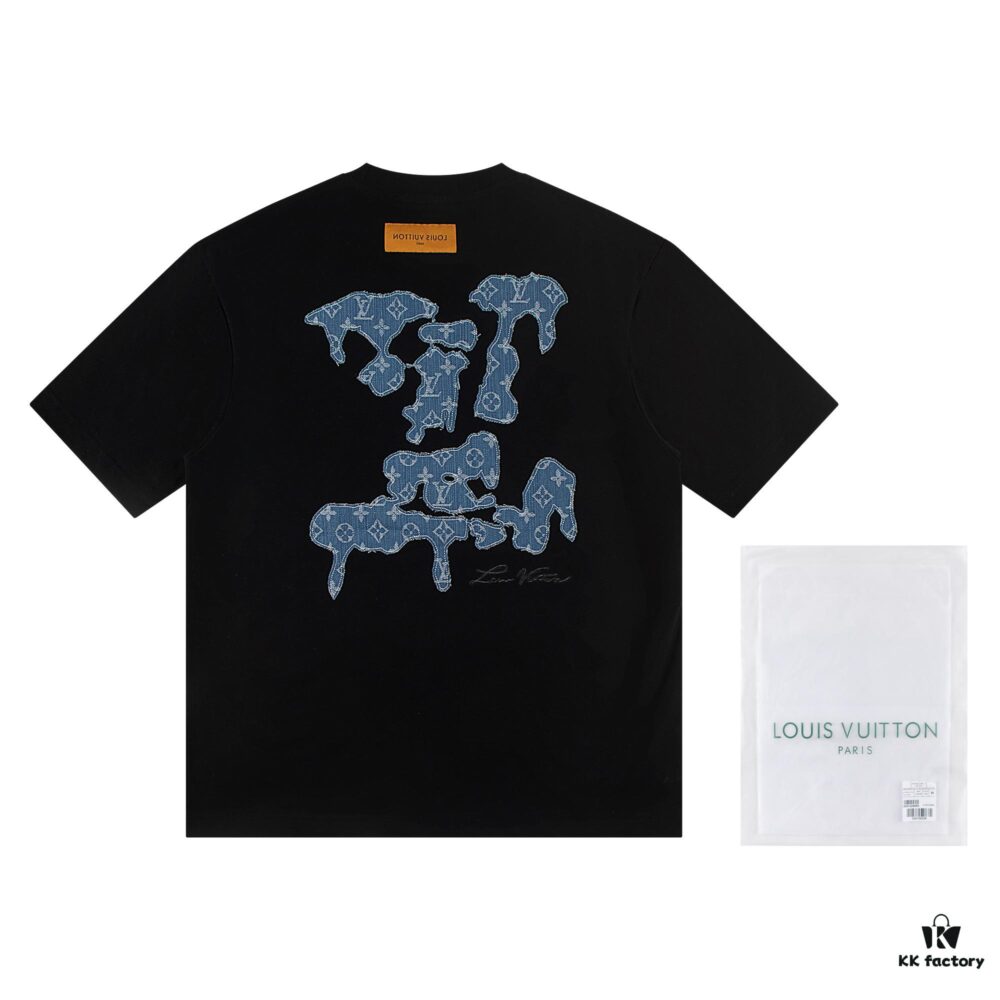 Louis Vuitton 2025 Latest Short Sleeve T-Shirt (Denim Embroidery)