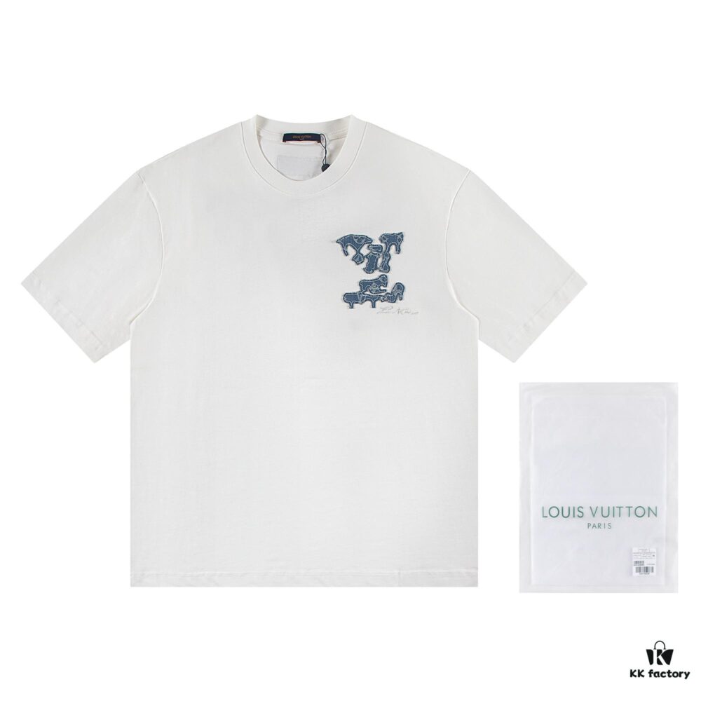 Louis Vuitton 2025 Latest Short Sleeve T-Shirt (Bull Canvas Embroidery)