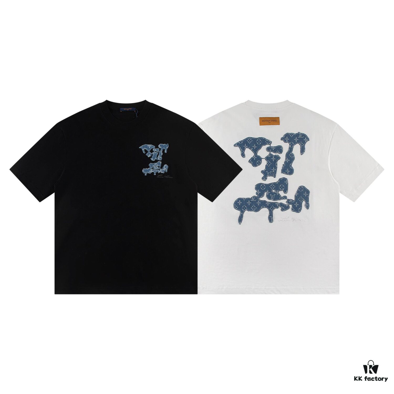 Louis Vuitton 2025 Latest Short Sleeve T-Shirt (Denim Embroidery)