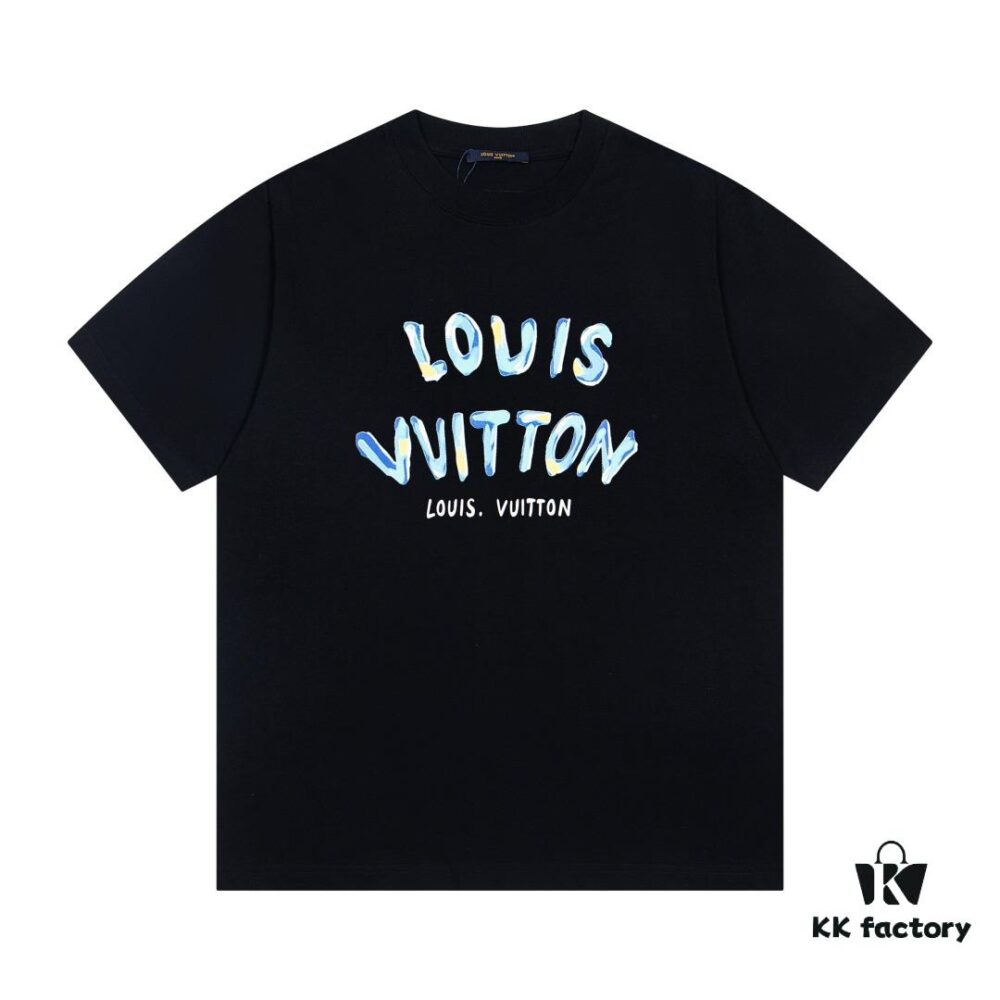 Louis Vuitton New Painted Graffiti Print Logo Letter Casual Round Neck Short Sleeve T-Shirt Unisex
