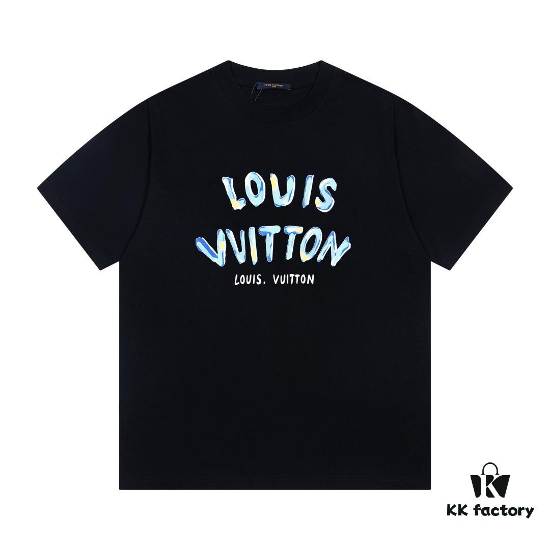 Louis Vuitton New Painted Graffiti Print Logo Letter Casual Round Neck Short Sleeve T-Shirt Unisex