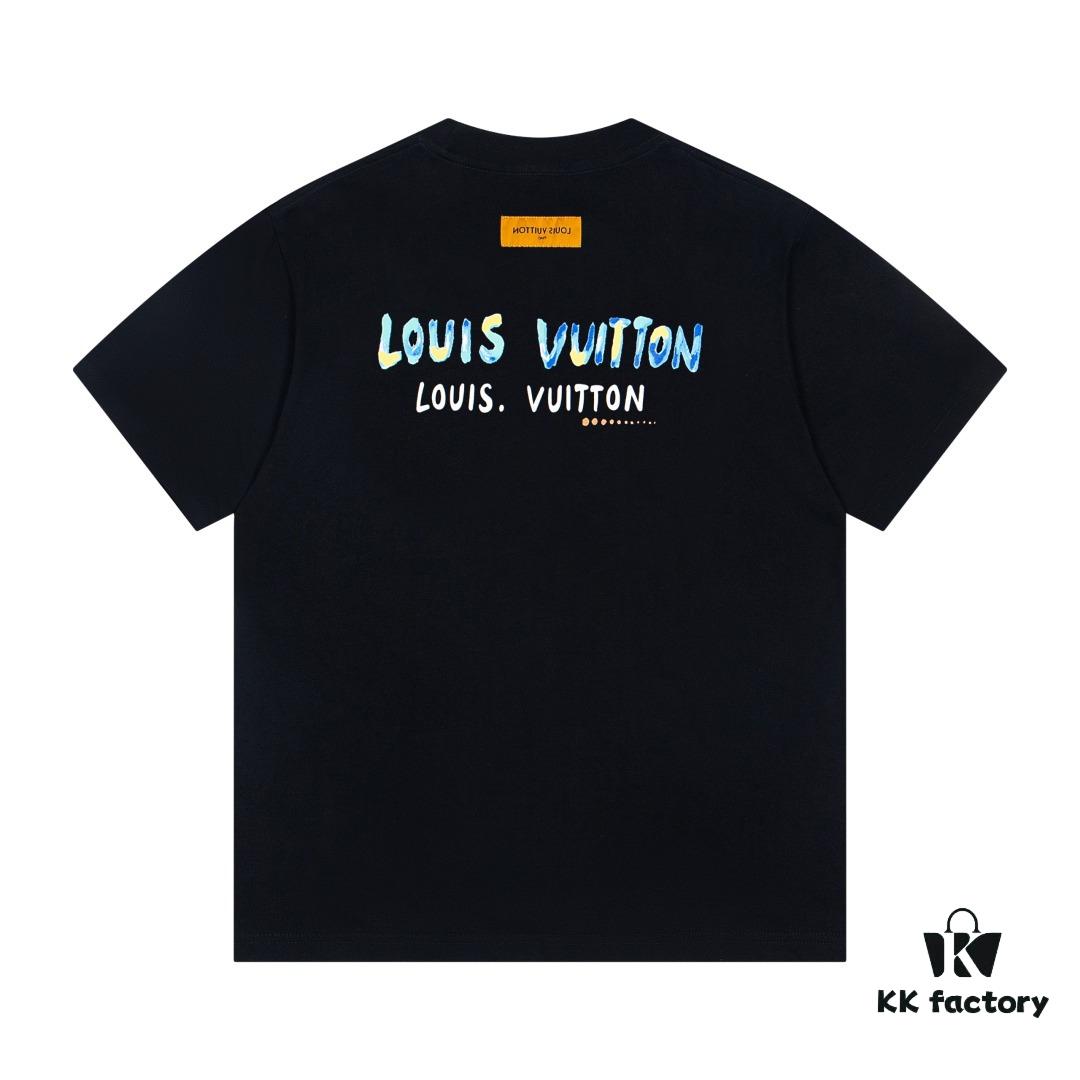 Louis Vuitton New Painted Graffiti Print Logo Letter Casual Round Neck Short Sleeve T-Shirt Unisex
