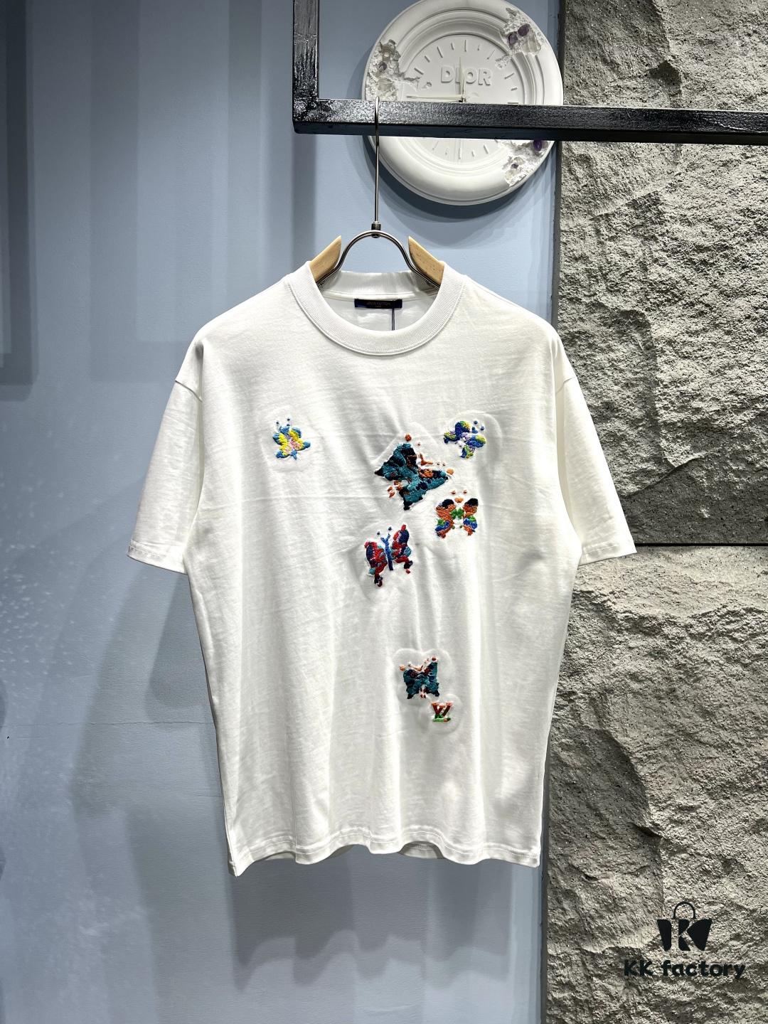 Louis Vuitton Embroidered Butterfly Short Sleeve T-Shirt