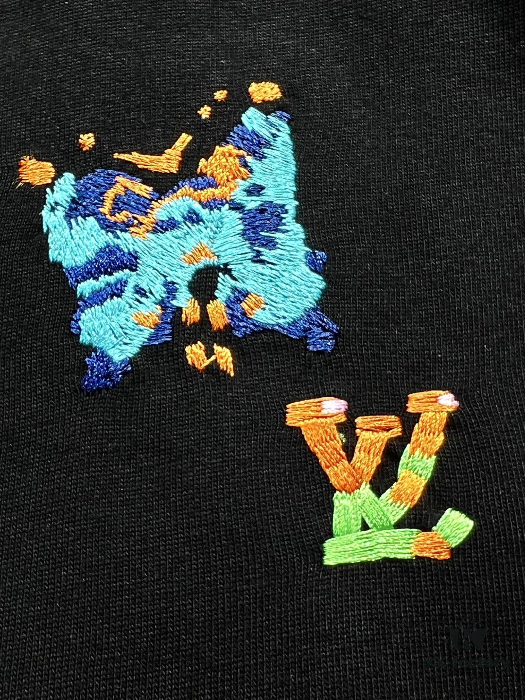 Louis Vuitton Butterfly Embroidered Short-Sleeve T-Shirt