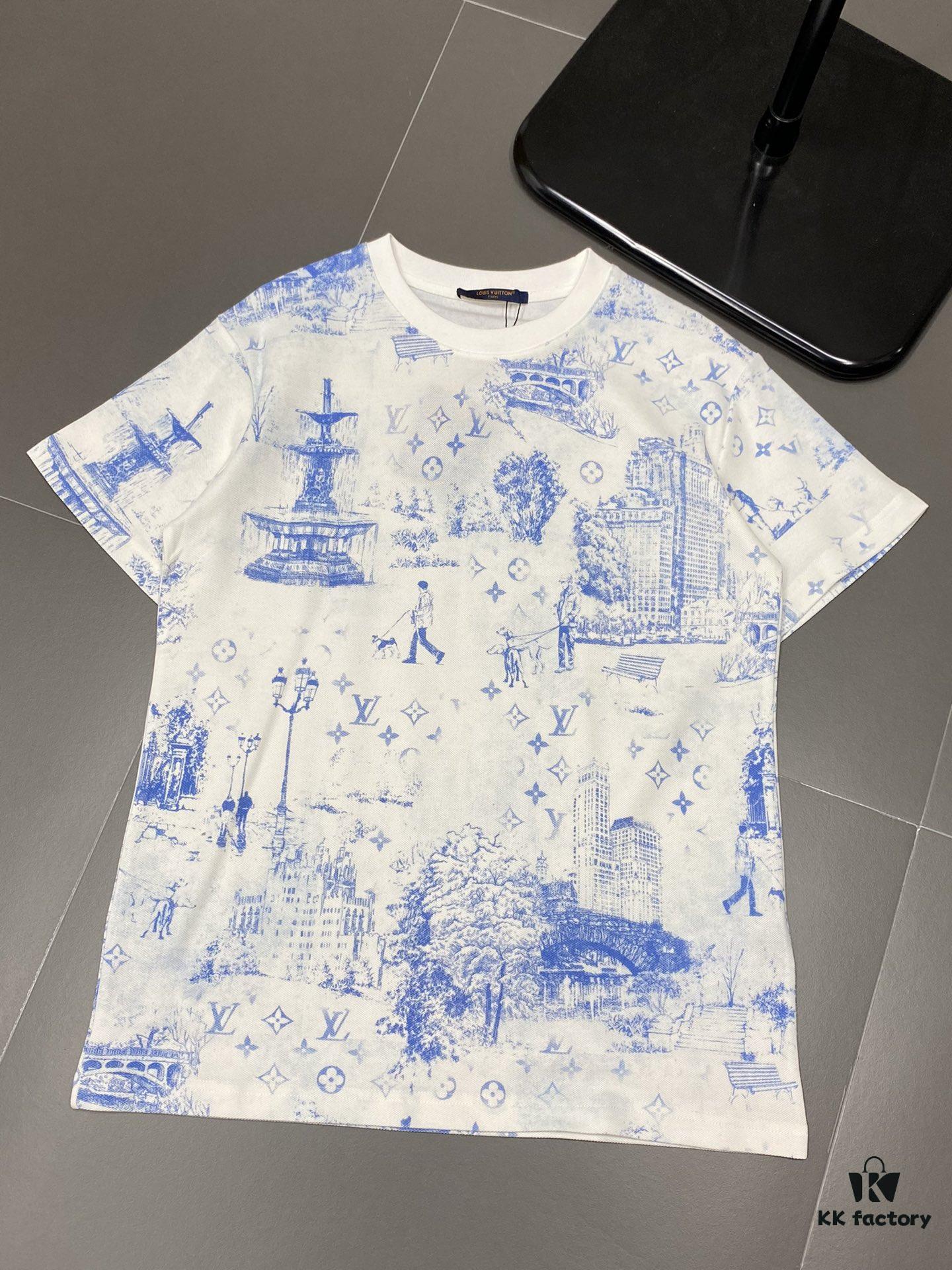 Louis Vuitton LV Men's Casual Short-Sleeve T-Shirt, Exclusive New Arrival, Original Order High-End Custom, Premium Version, Fashionable and Versatile Bestseller, Imported Fabric, Ultra-Soft and Smooth Texture, Skin-Friendly Comfort, Top-Quality Craftsmanship from Authorized Factory, Complete with Three Labels