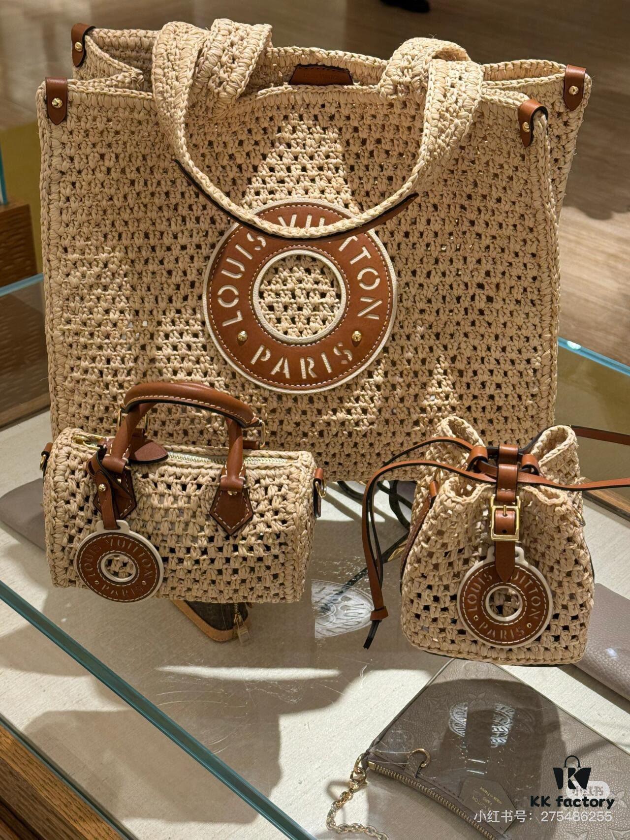 New Small LV NOE PURSE Bucket Bag in Raffia Leather