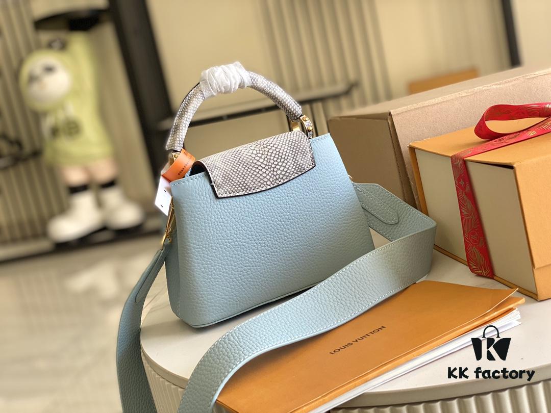 Top Grade Full Set Packaging 【Premium Original Factory Leather 💋 M21166, M21165 Misty Blue with Exotic Sand Python Shell Closure】