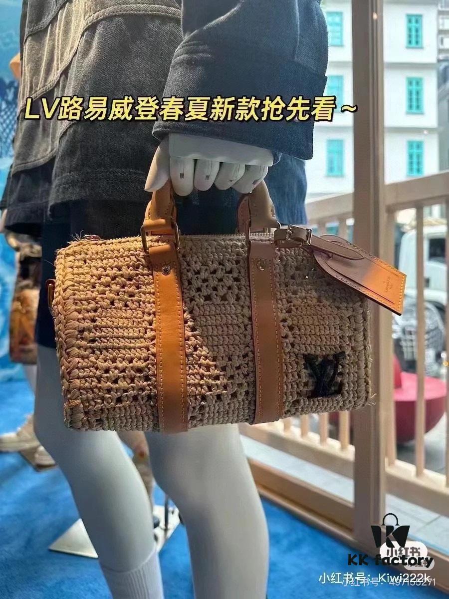New Arrival LV Straw Keepall Pillow Bag