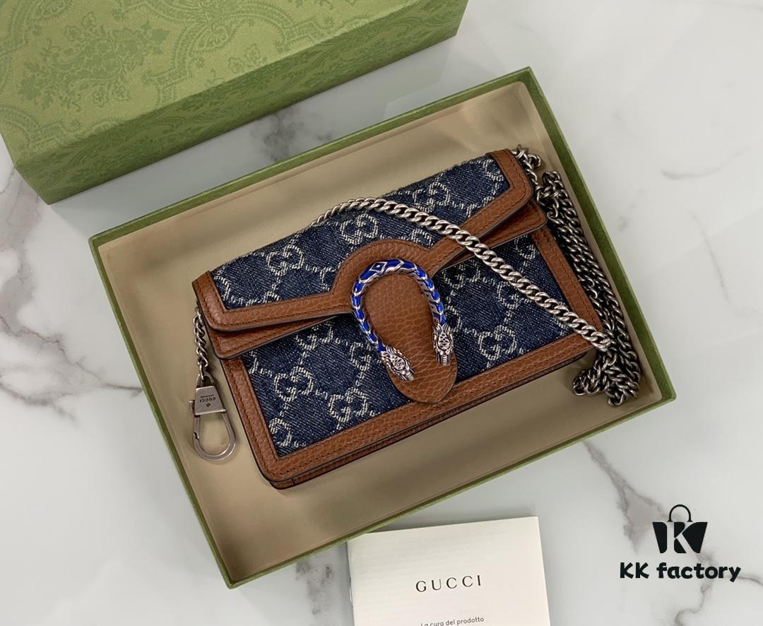 GUCCI New Arrival High-Quality Authentic Stock, Top-Tier Original Order Item, Real Photo, Model No. 476432 Blue Denim Fabric, Size 16.5x10x4.5, In Stock Ready to Ship