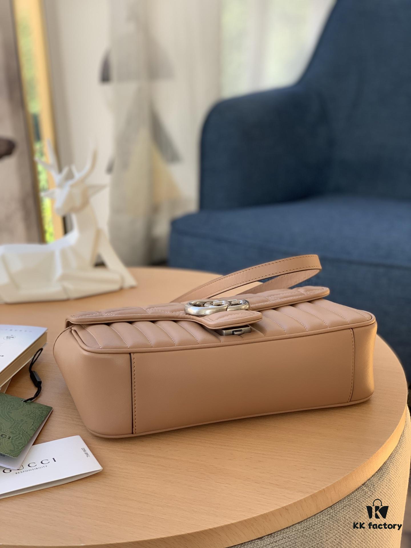 GUCCI New Arrival Cabinet Quality, Top Original Single Item, Real Photo, Model No. 443497 Rose Beige Checkered, Size: W26 x H15.5 x D6cm, In Stock