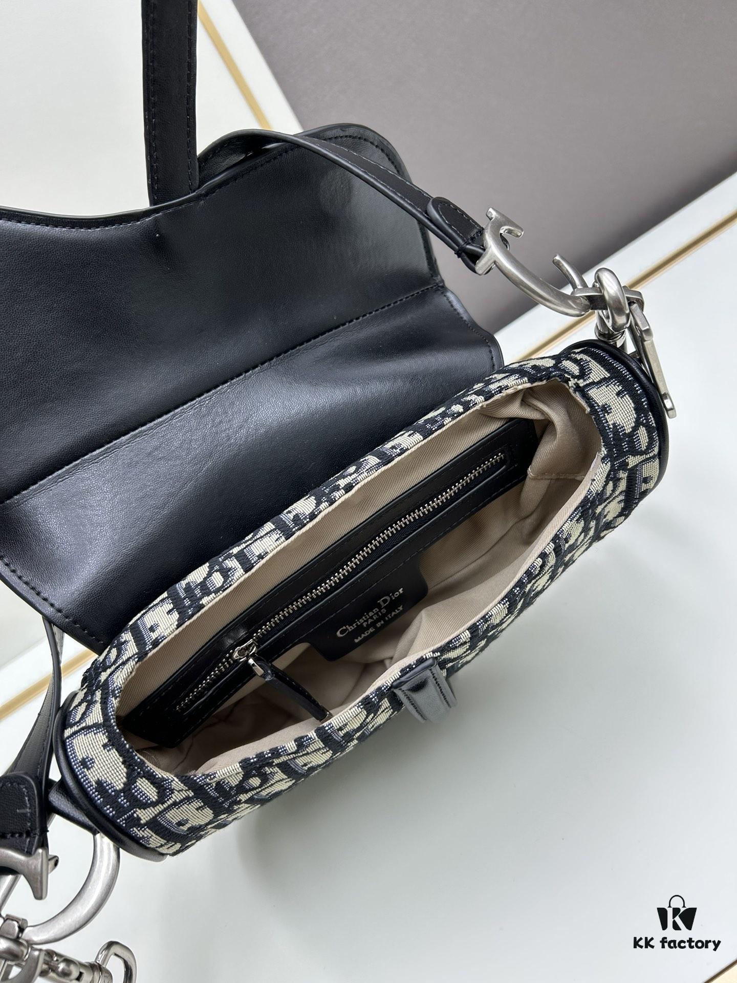 Large Size with Blue, Box Included Dior New Model Silver Buckle SADDLE Bag