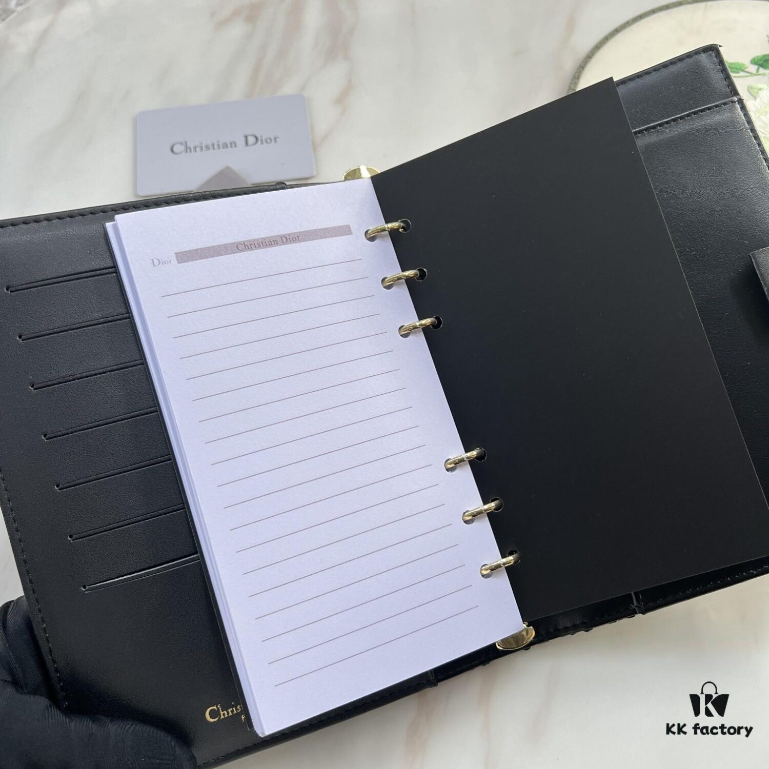 Dior Notebook, Counter Model, Fine Smooth Material, Impeccable Craftsmanship, Built-in Card Slots and Dividers, Made from Imported Italian Lamb Leather