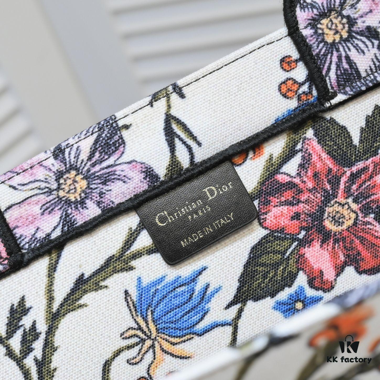 Large Size Dior Shopping Tote with Scarf, Embroidered Edging, Limited Edition, Celebrity Style, High-Quality Imported Fabric