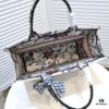 Large Size Dior Shopping Tote with Scarf, Embroidered Edging, Limited Edition, Celebrity Style, High-Quality Imported Fabric