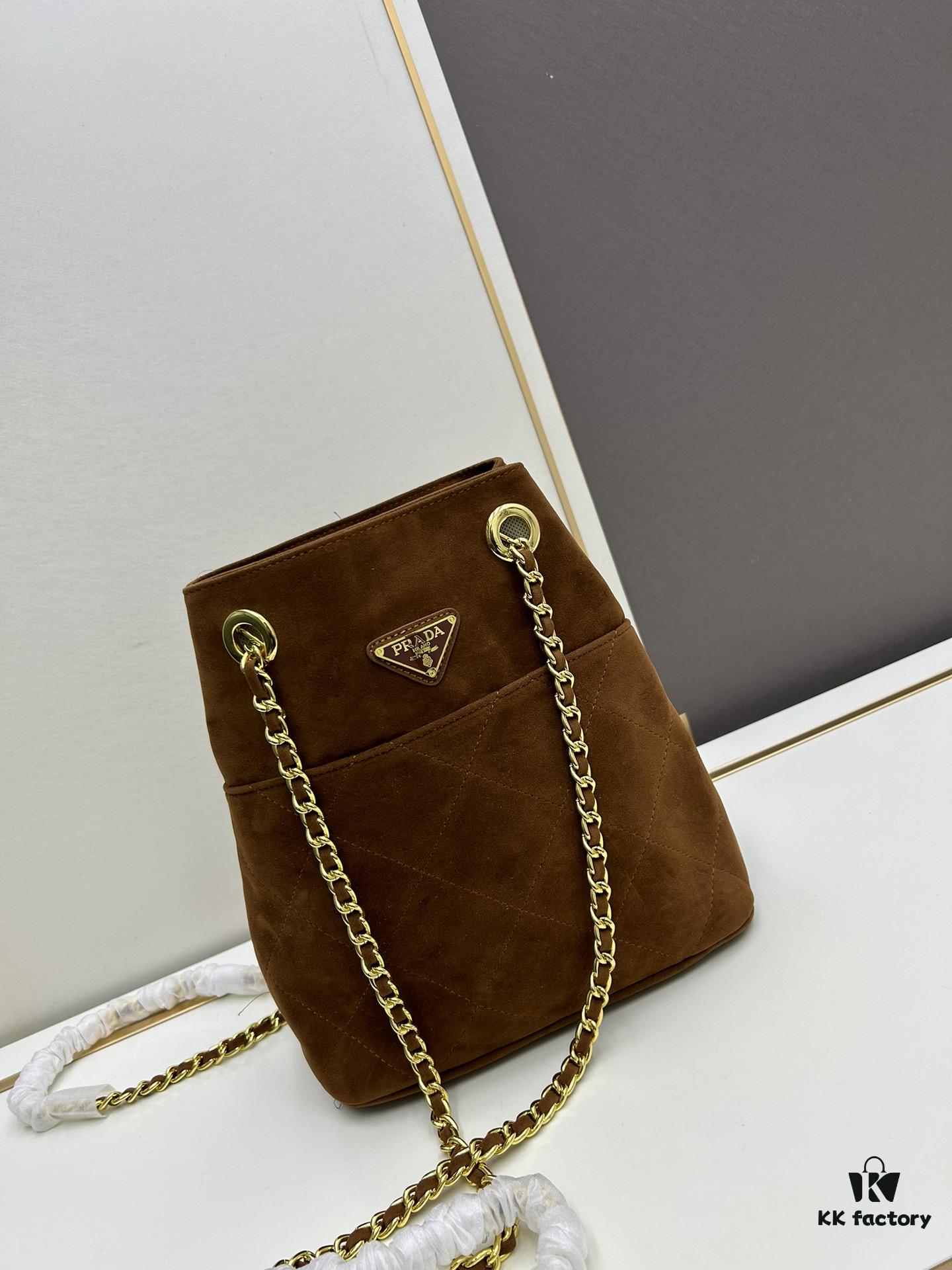Vintage Prada Suede Crossbody Bag with Chain – A Timeless 'Baozi' Design