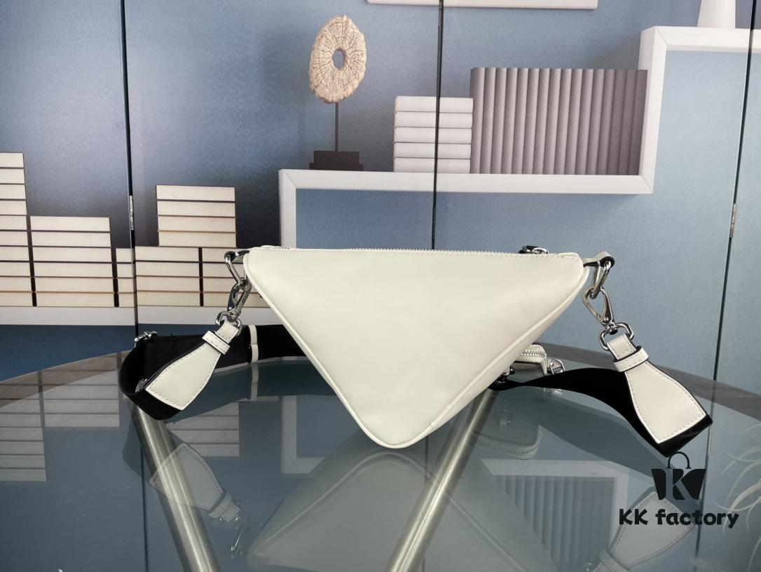 Prada 21K Tri-Fold Triangle Bag with Box, Plain Weave