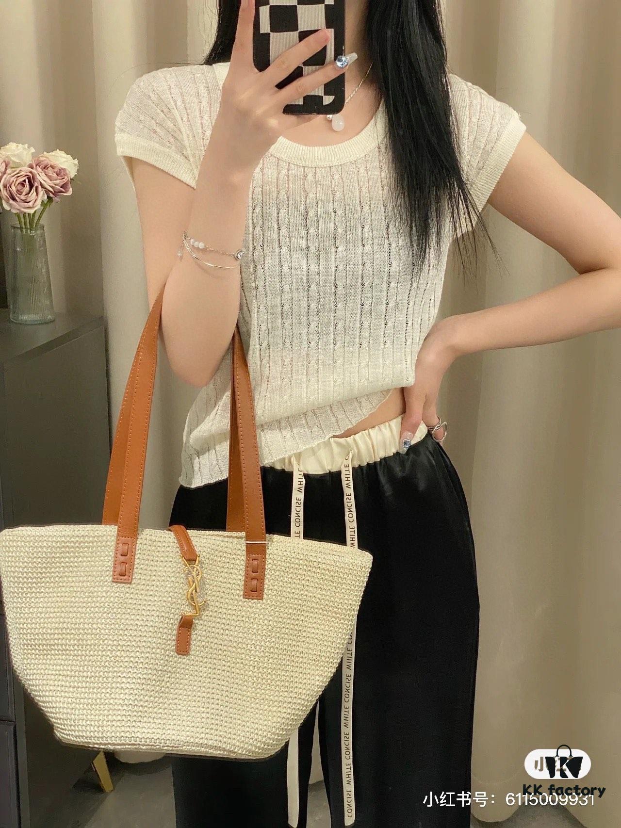 New Arrival YSL Saint Laurent Rattan Tote Shopping Bag