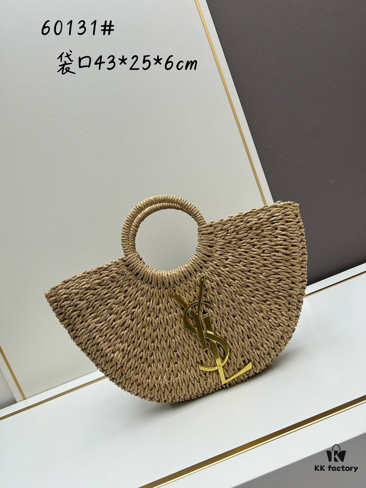 New Large YSL Woven Straw Tote Bag with Zipper