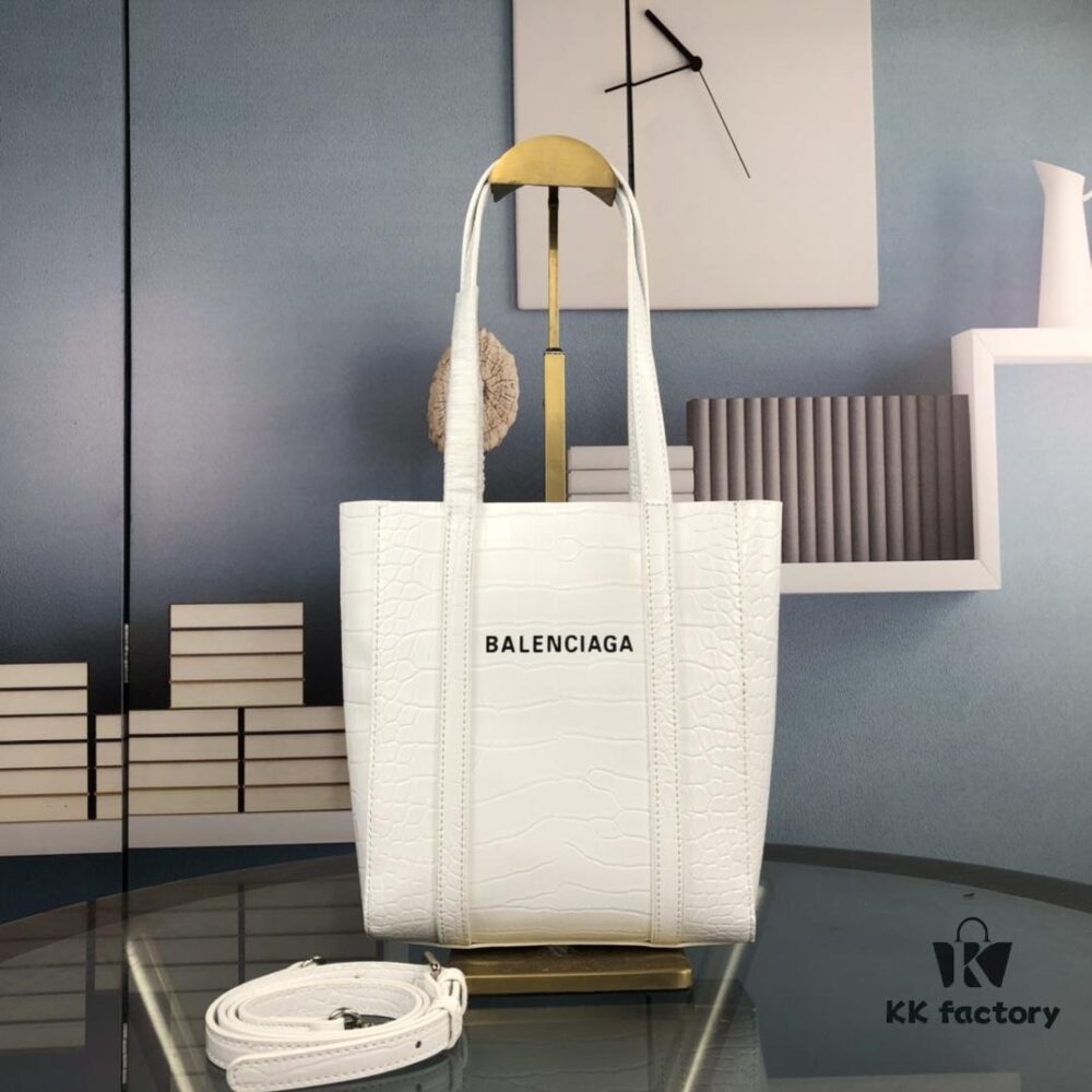 New Balenciaga B. Everyday Tote Bag in Crocodile Print - Italian Imported Calfskin, Stylish and Practical Crossbody Handbag