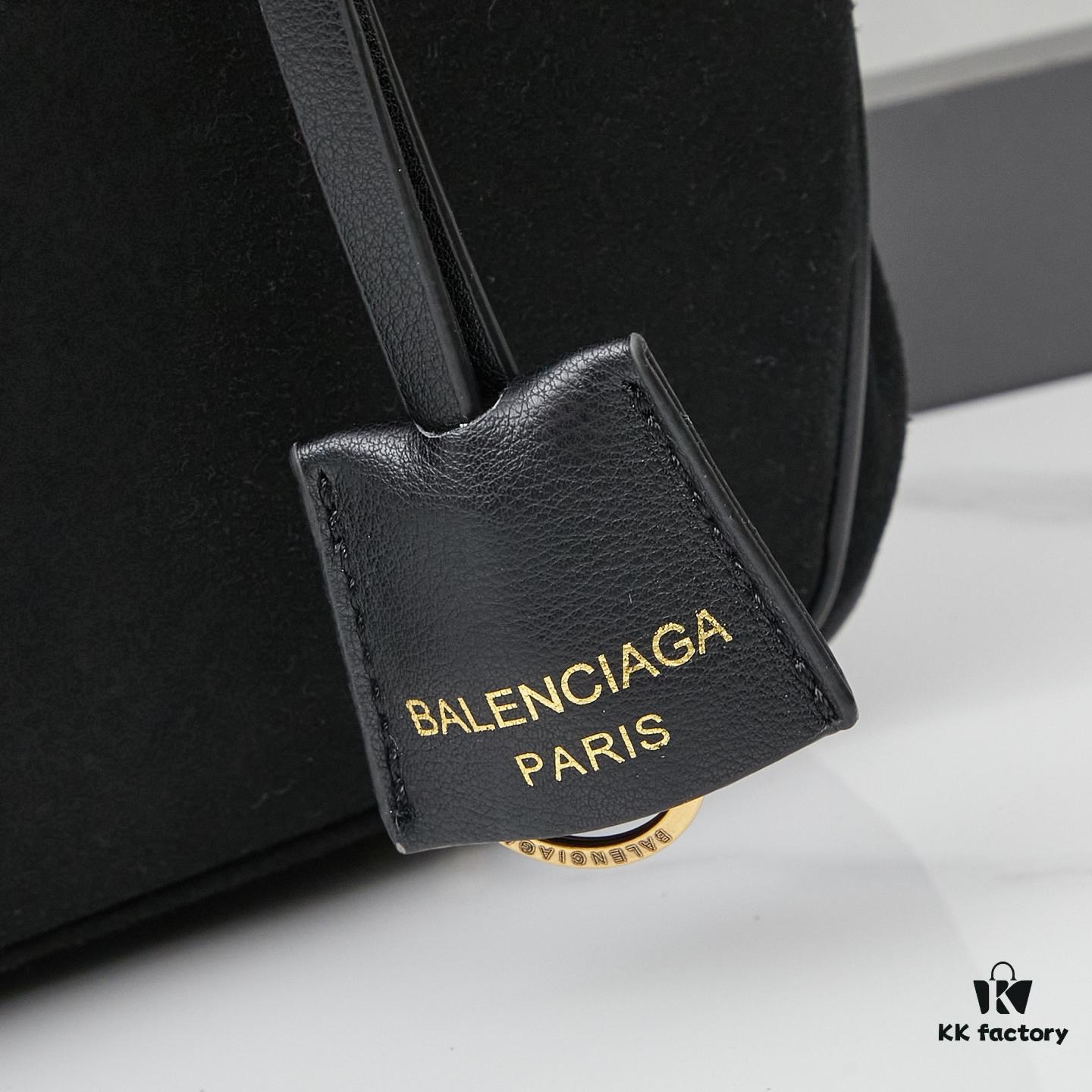 Large Matte Black BALENCIAGA Paris Fashion Rodeo Series Handbag & Crossbody Bag with Box