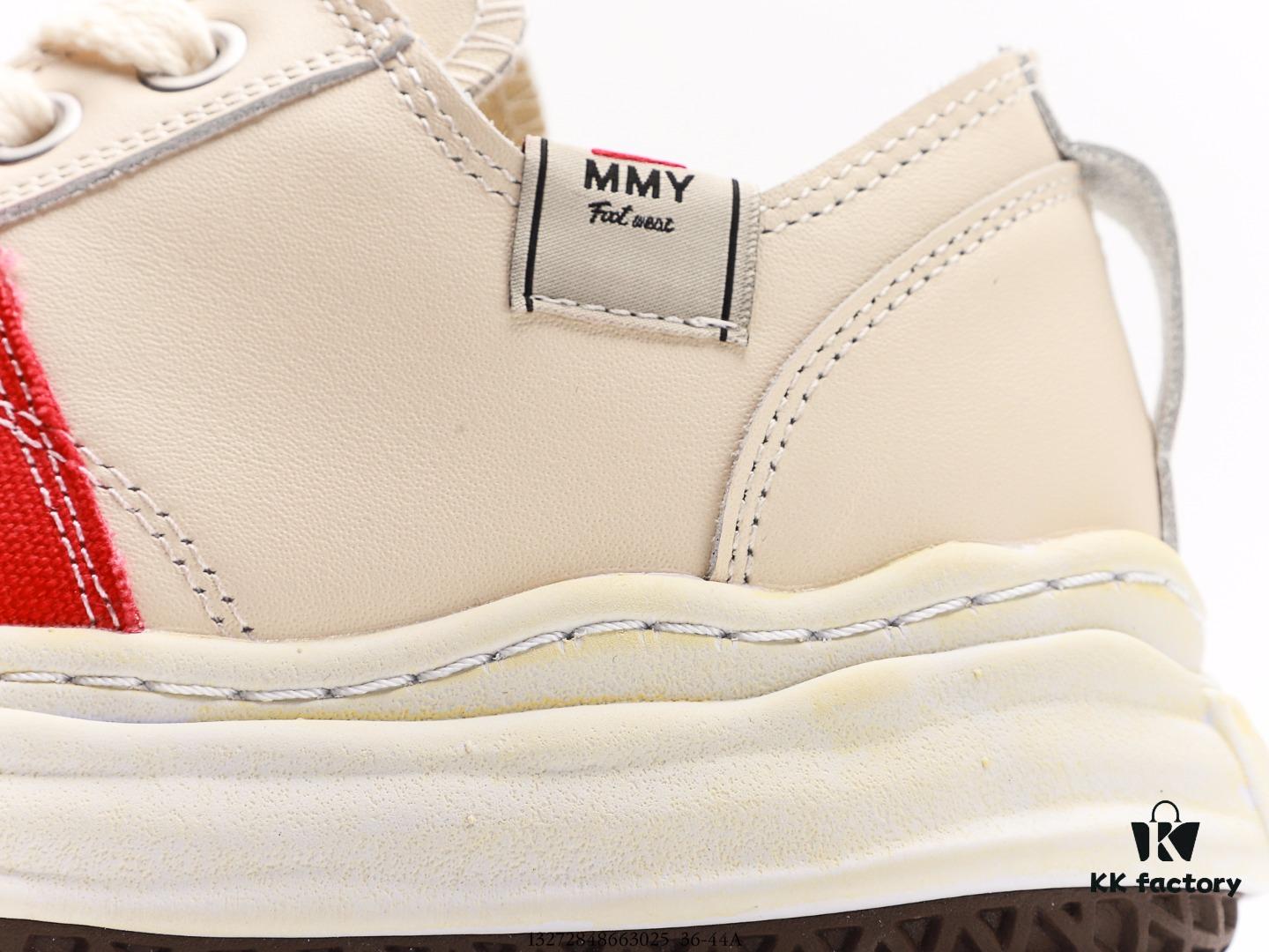 Miyamihara Yasuhiro Brand MMY Maison MIHARA YASUHIRO Original Sole Canvas Low-Top Sneakers with Canvas and Leather Patchwork, Distorted Ice Cream Sole, Casual Versatile Low-Rise Shoes