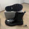 Balenciaga Tractor Outsole Split Pearl Calfskin Thick-Soled Short Boots