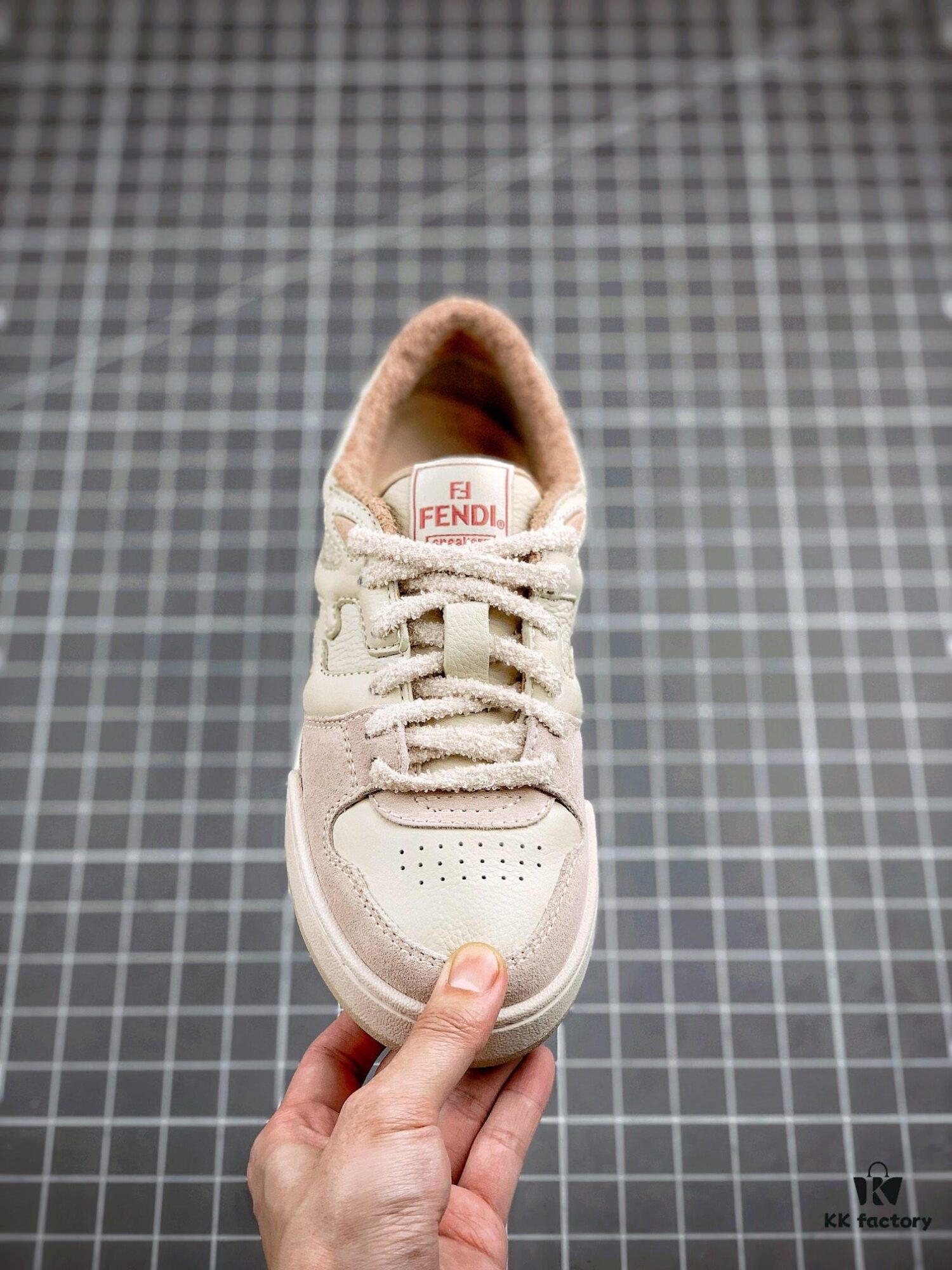 FENDI Match Unisex Casual Sneakers, Designer Kim Jones Latest Release, Luxurious Leather and Suede Fusion with FF Logo, Anti-Scratch Chip Embedded Sole