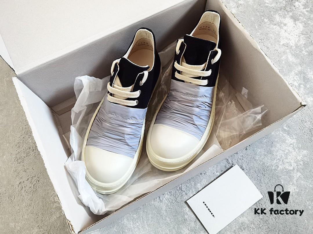 Rick Owens DRKSHDW Low-Top Canvas Gray Pleated Shoes