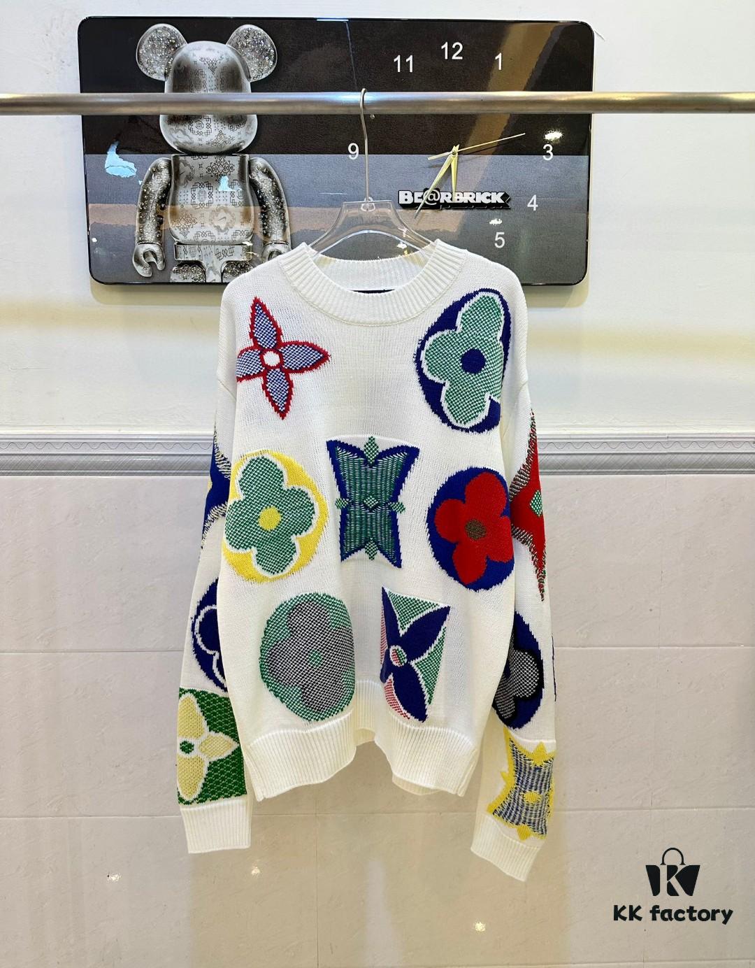 Louis Vuitton Classic Three-Flower Floral Round-Neck Long-Sleeve Sweater