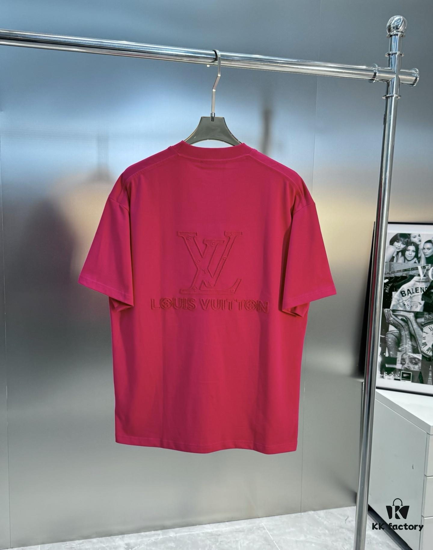 LV-Inspired 25S New Streetwear Short Sleeve T-Shirt, Unisex Design with 3D Embroidered Logo, Premium 40s 260g Cotton Fabric