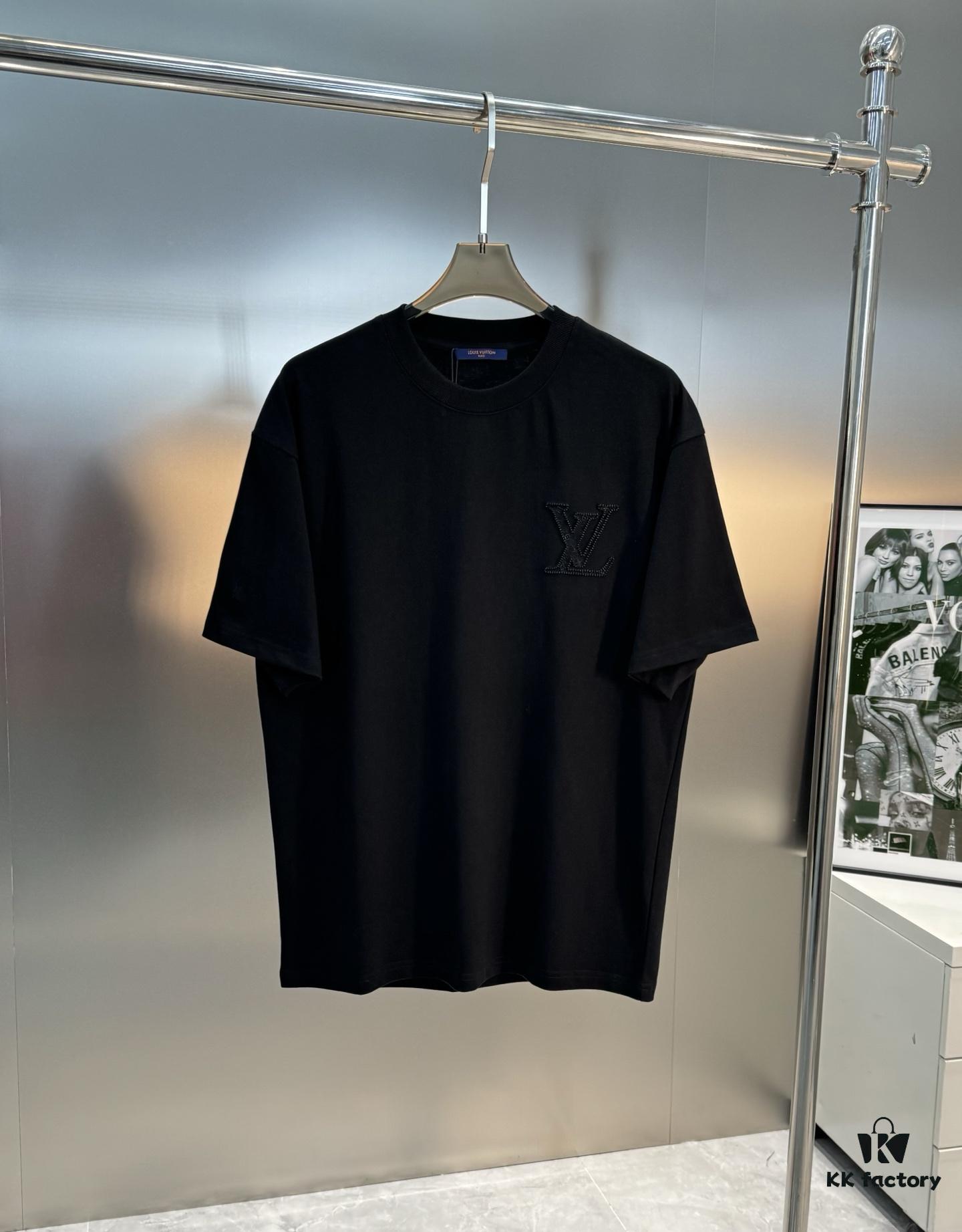 LV Style 25S New Trendy Short Sleeve T-Shirt, Unisex Design with 3D Embroidered Logo, Premium 40'S 260G Cotton Fabric