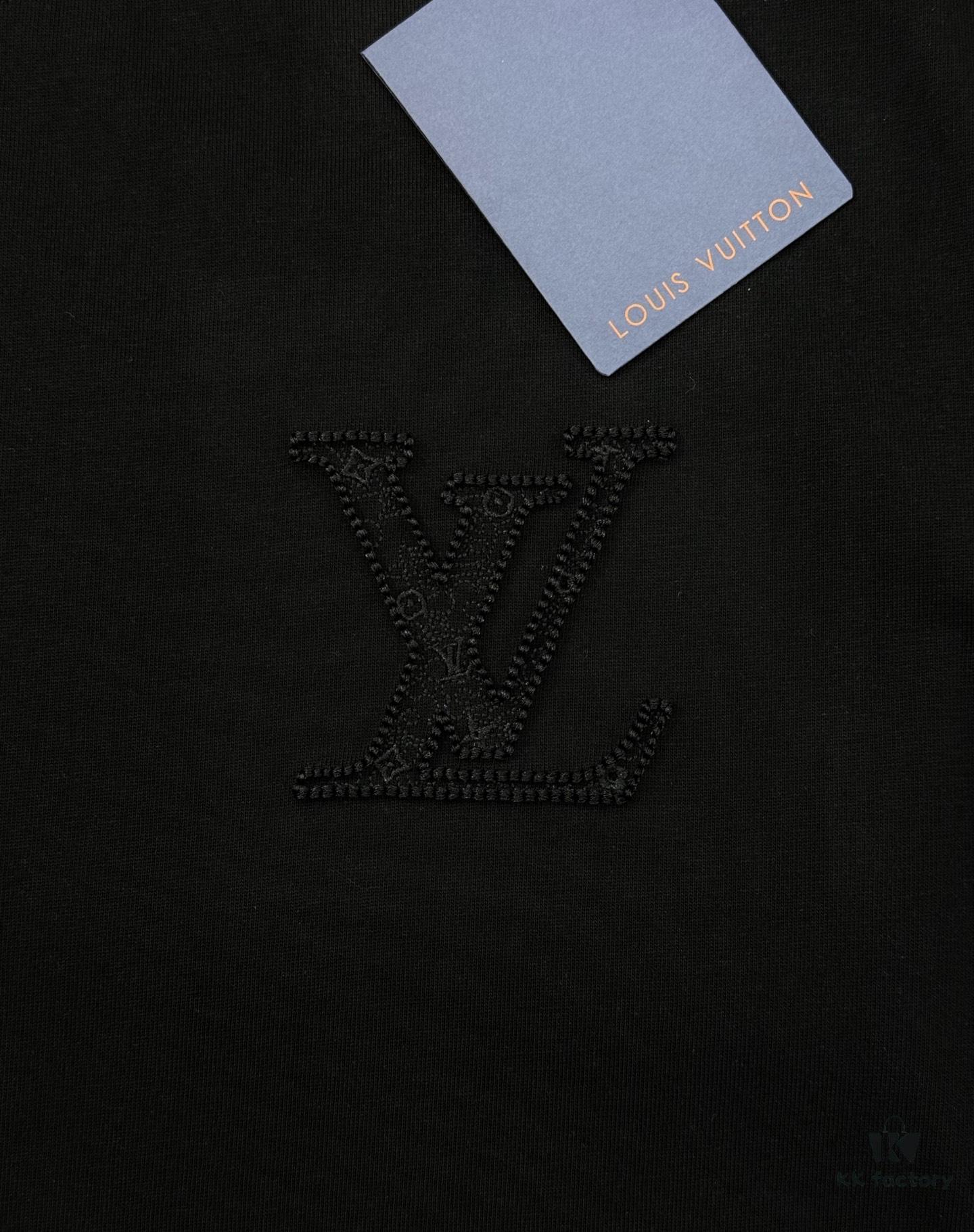 LV Style 25S New Trendy Short Sleeve T-Shirt, Unisex Design with 3D Embroidered Logo, Premium 40'S 260G Cotton Fabric