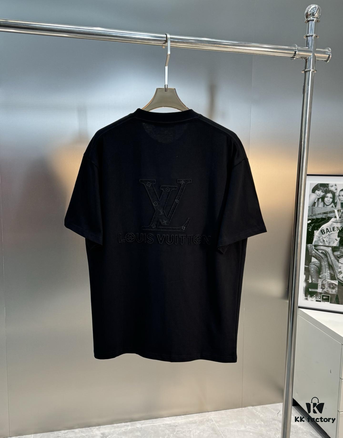 LV Style 25S New Trendy Short Sleeve T-Shirt, Unisex Design with 3D Embroidered Logo, Premium 40'S 260G Cotton Fabric