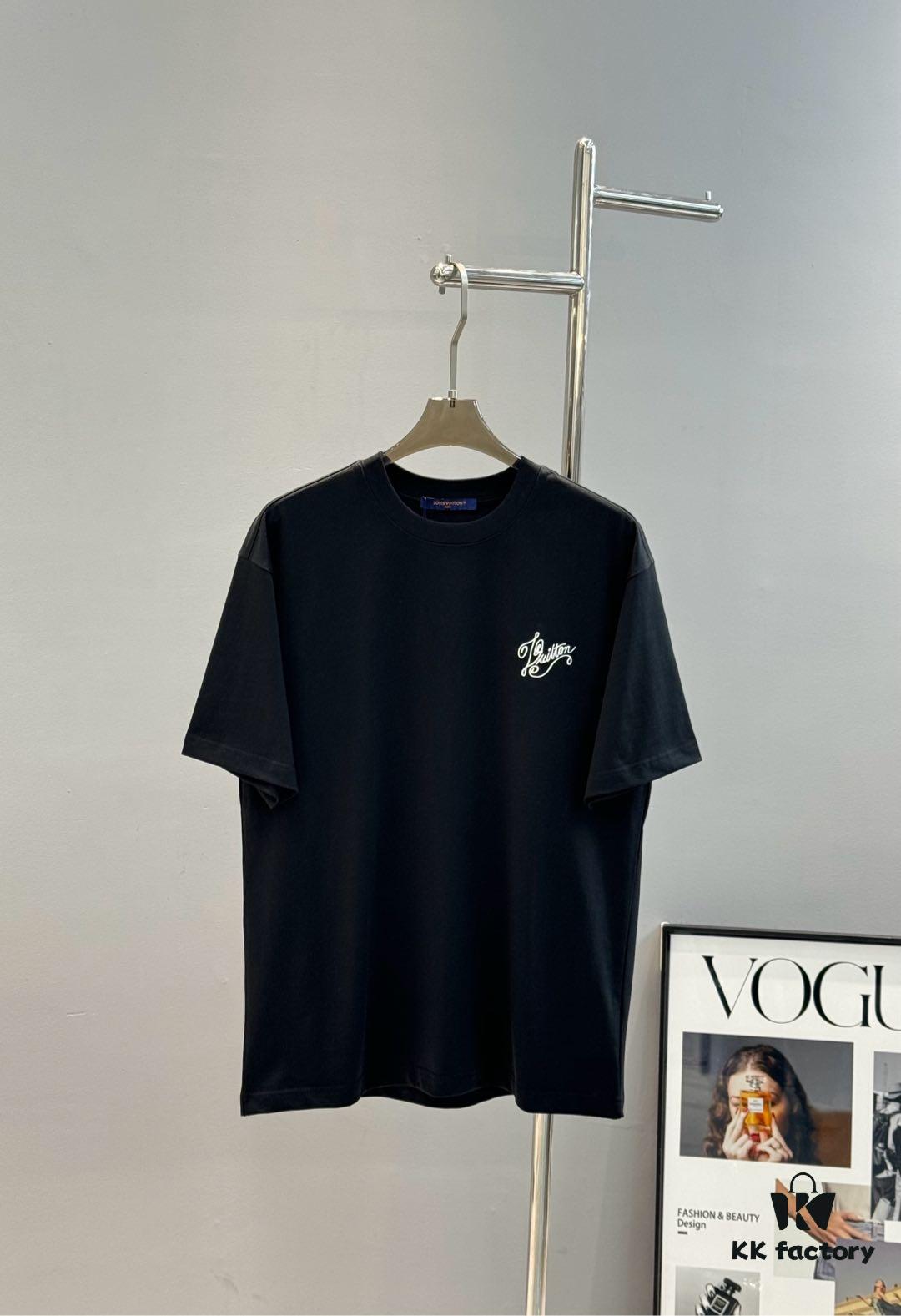 Donkey Brand 25S New Streetwear T-Shirt Unisex – Heavy Embroidery Recommended! 260g Pure Cotton Fabric with 3D Embroidered Logo on Chest, Back Design Inspired by Classic LV Texture, Full Labels Included