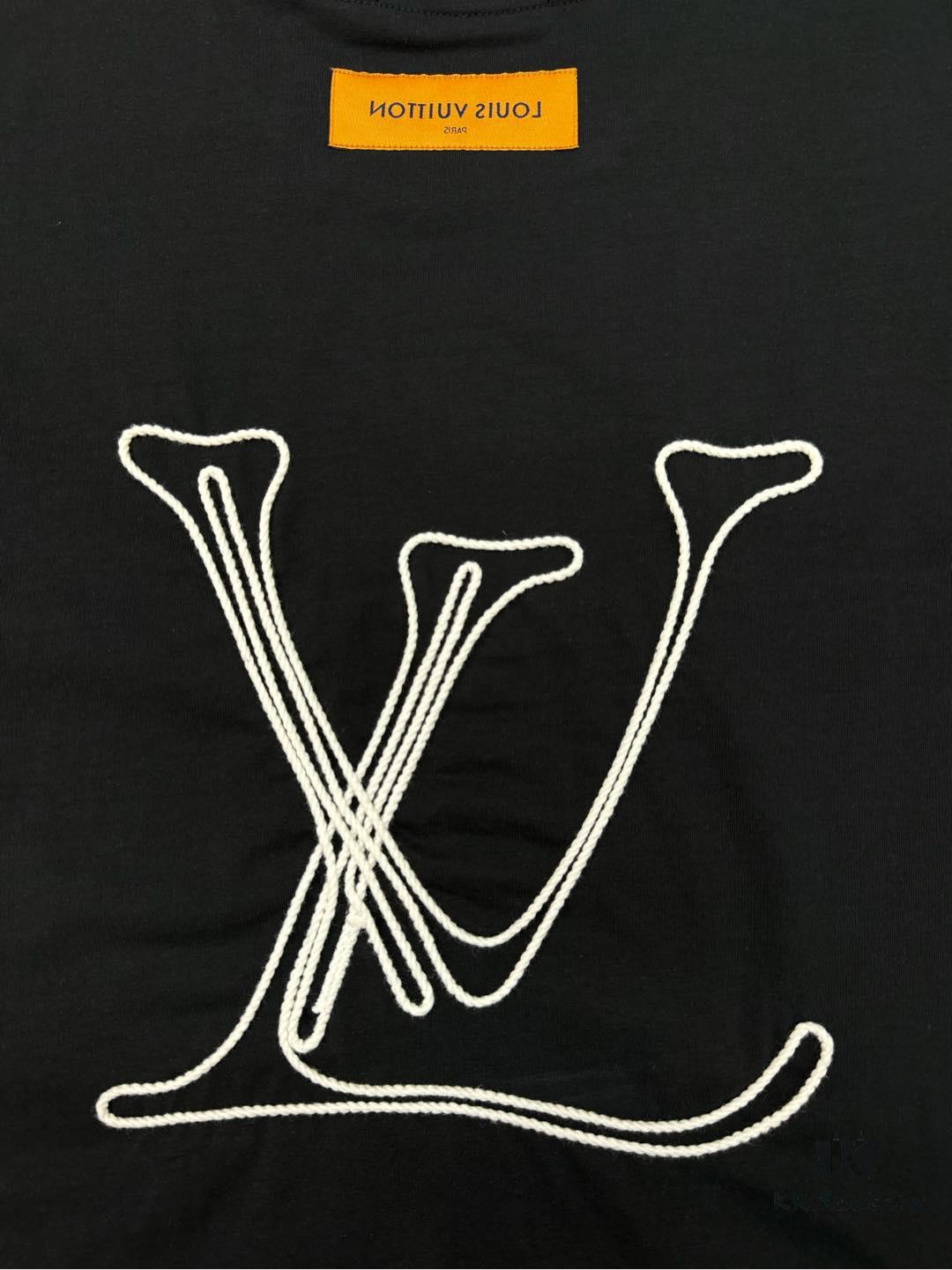 Donkey Brand 25S New Streetwear T-Shirt Unisex – Heavy Embroidery Recommended! 260g Pure Cotton Fabric with 3D Embroidered Logo on Chest, Back Design Inspired by Classic LV Texture, Full Labels Included