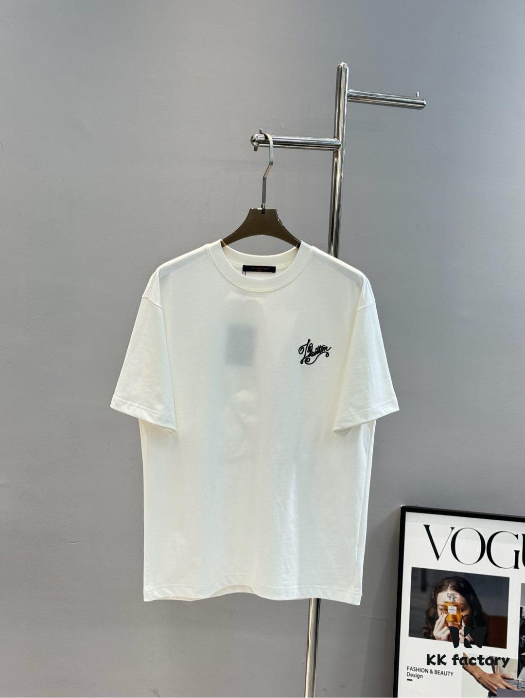 Donkey Brand 25S New Streetwear T-Shirt Unisex – Heavy Embroidery Recommended! 260g Pure Cotton Fabric with 3D Embroidered Logo on Chest, Back Design Inspired by Classic LV Texture, Full Labels Included