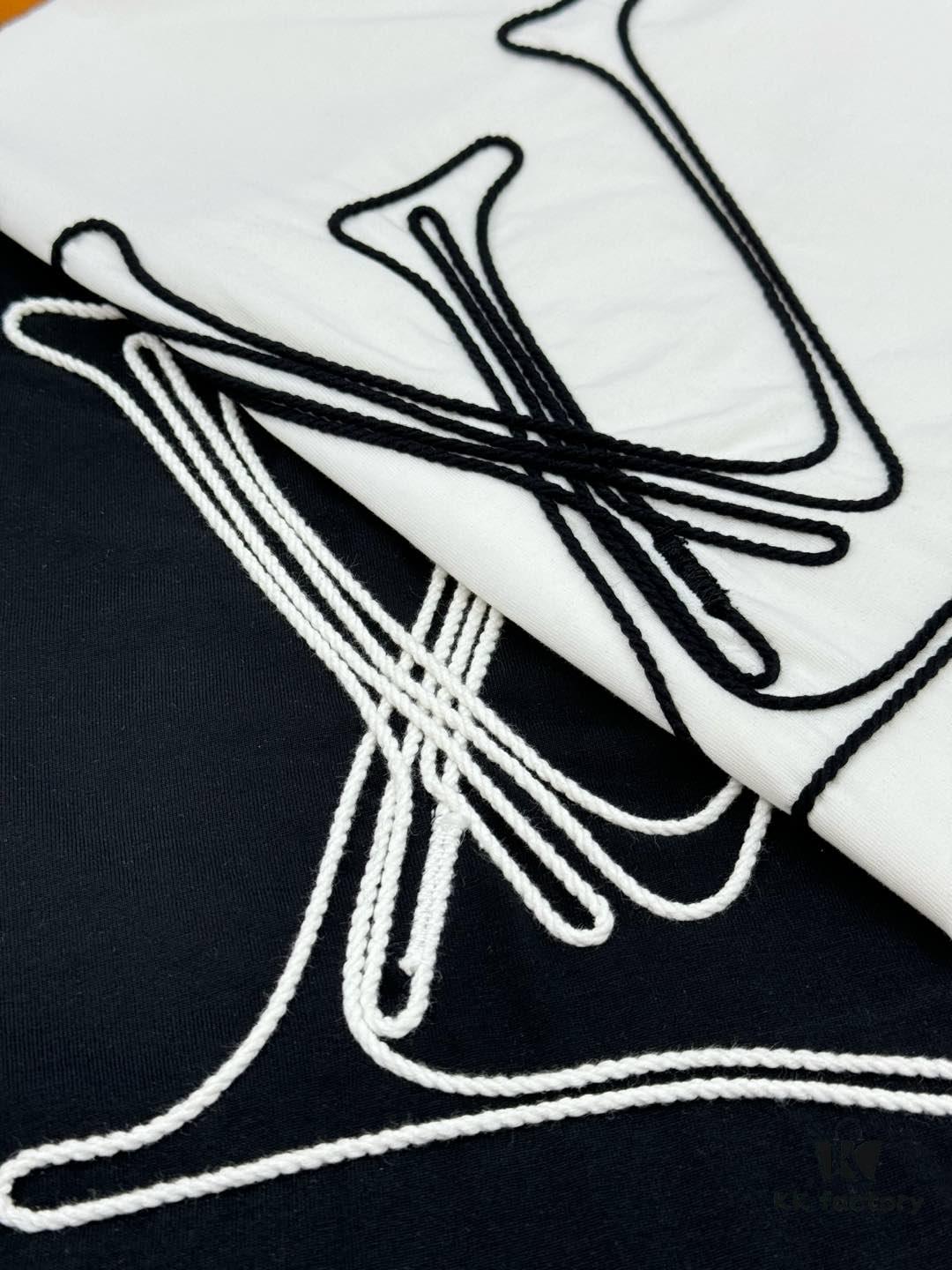 Donkey Brand 25S New Streetwear T-Shirt Unisex – Heavy Embroidery Recommended! 260g Pure Cotton Fabric with 3D Embroidered Logo on Chest, Back Design Inspired by Classic LV Texture, Full Labels Included