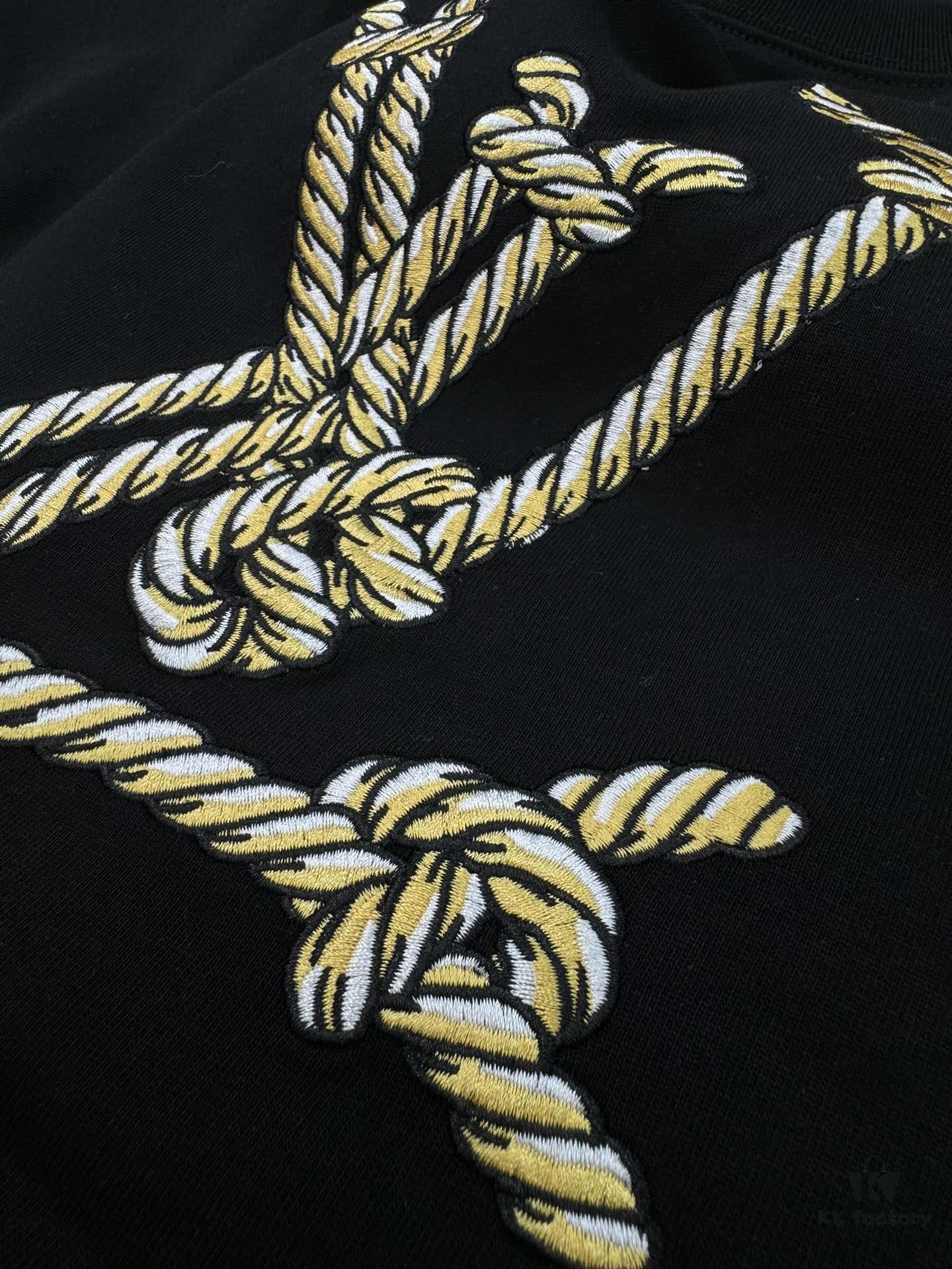 Donkey Brand * 25s New Trendy T-Shirt, Unisex Style, 260g Pure Cotton Fabric for Exceptional Comfort, 3D Embroidered Chest Print with Rope-Texture Pattern, Offering Visual and Tactile Dimension, Full Labeling Included