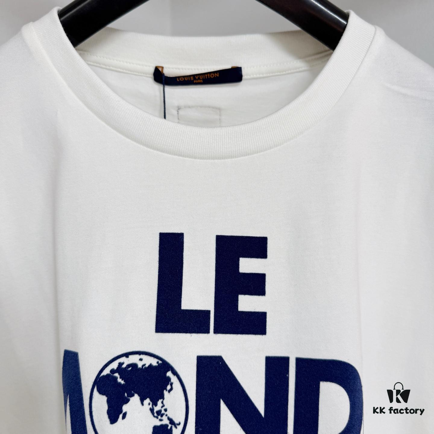 1V 25ss New Cotton T-Shirt Featuring 'Le Monde Est À Vous' on Front