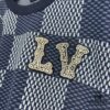 1V 25 New Arrival Cotton Short-Sleeve Round-Neck T-Shirt Featuring Damier Jacquard Pattern and LV Rhinestone Embroidered Patch on Chest for a Refined Touch, Unisex Style
